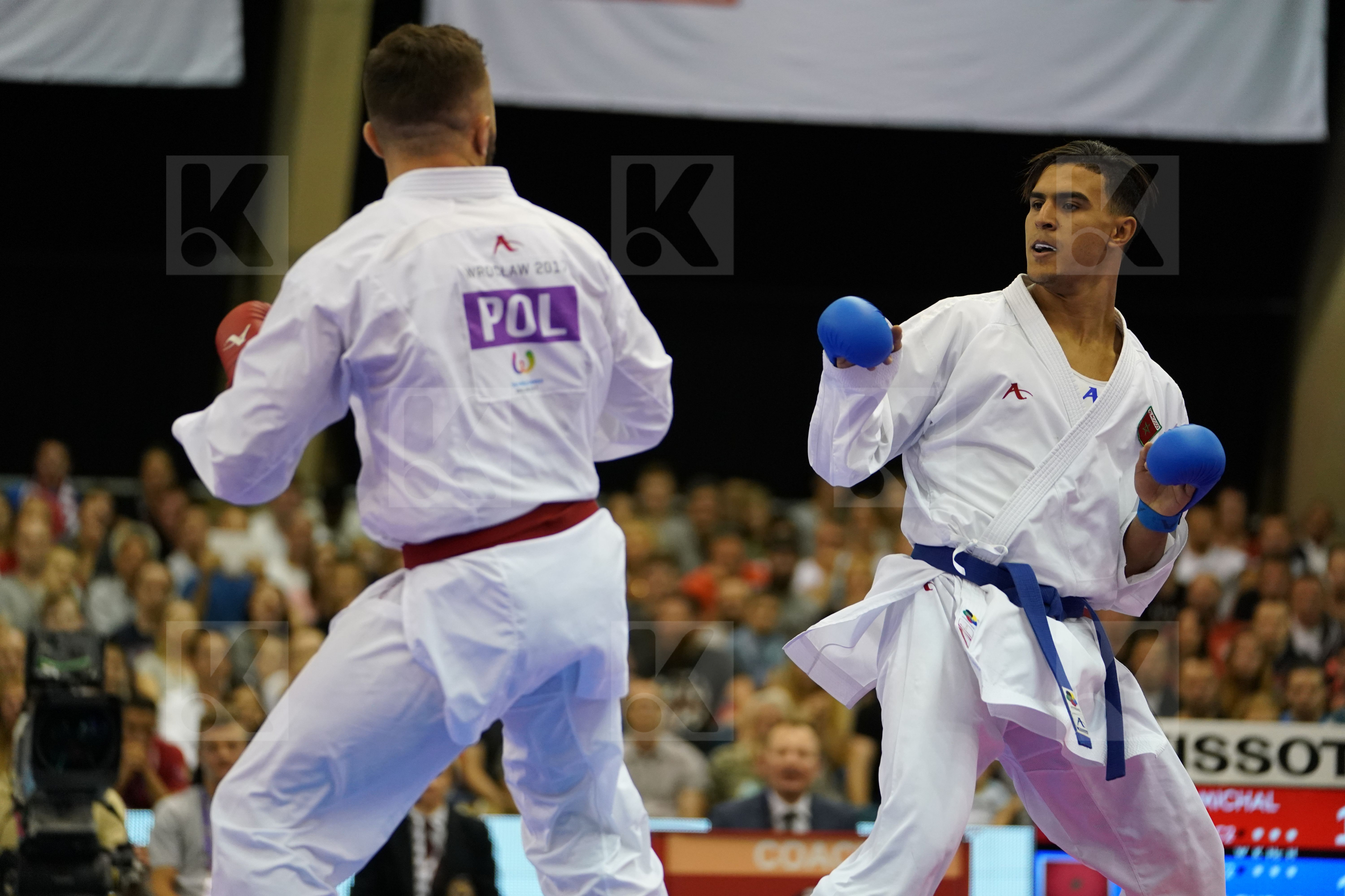 Babos Michal bronze match Male Kumite +84kg Morrocco Ouchen Achraf Poland